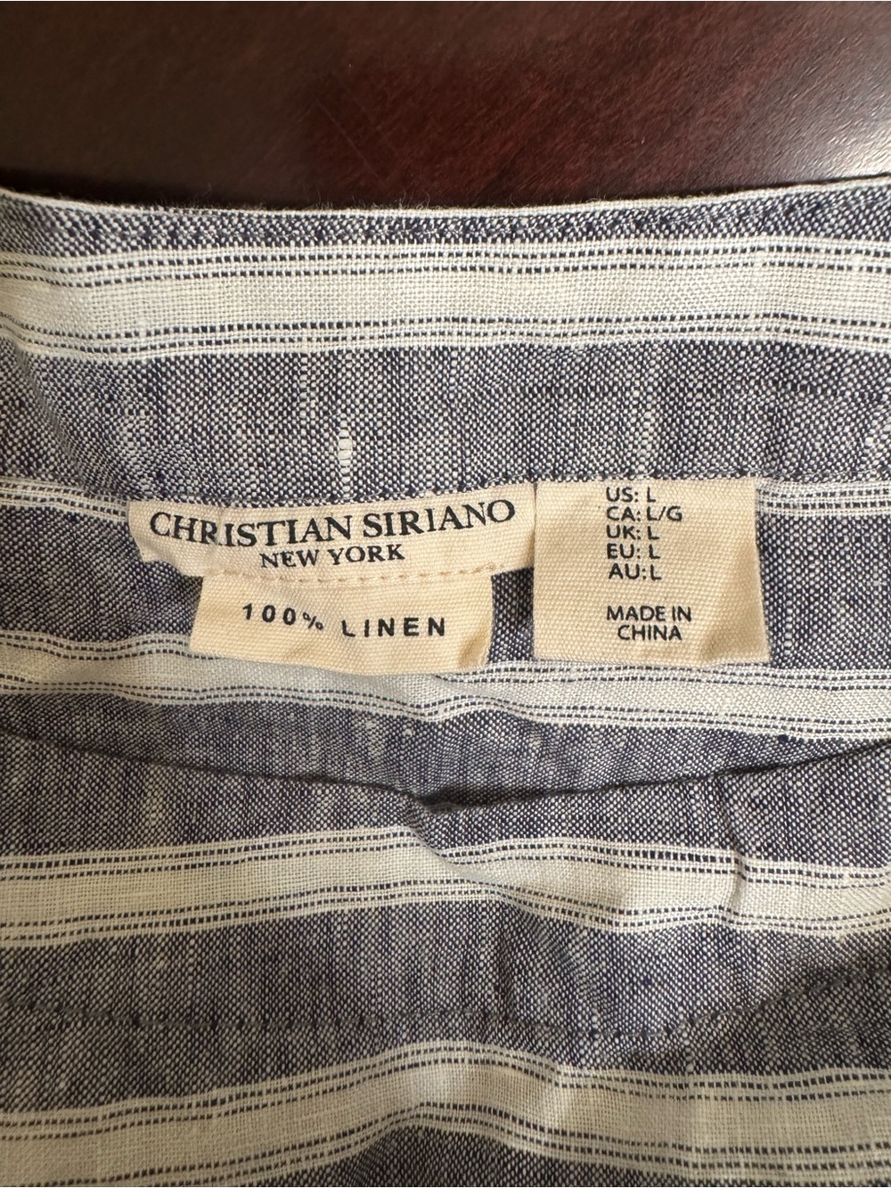 Christian Siriano 100% Linen Coastal Striped Blouse Large - Picture 5 of 6